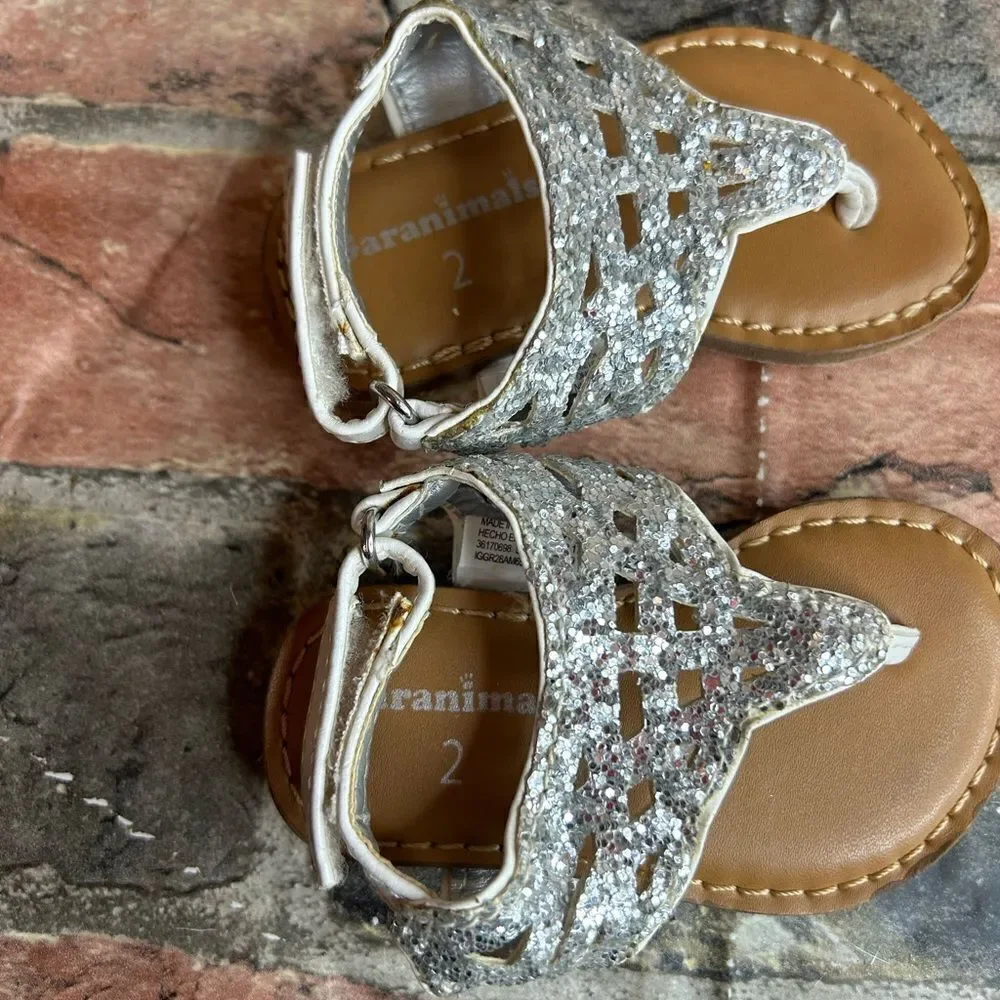 5 for $25🔥Garanimals Silver‎ Glitter Strappy Sandals Baby Size 2